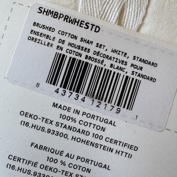 Parachute Brushed Cotton Standard Shams Set in White Made in Portugal NEW - Picture 7 of 7